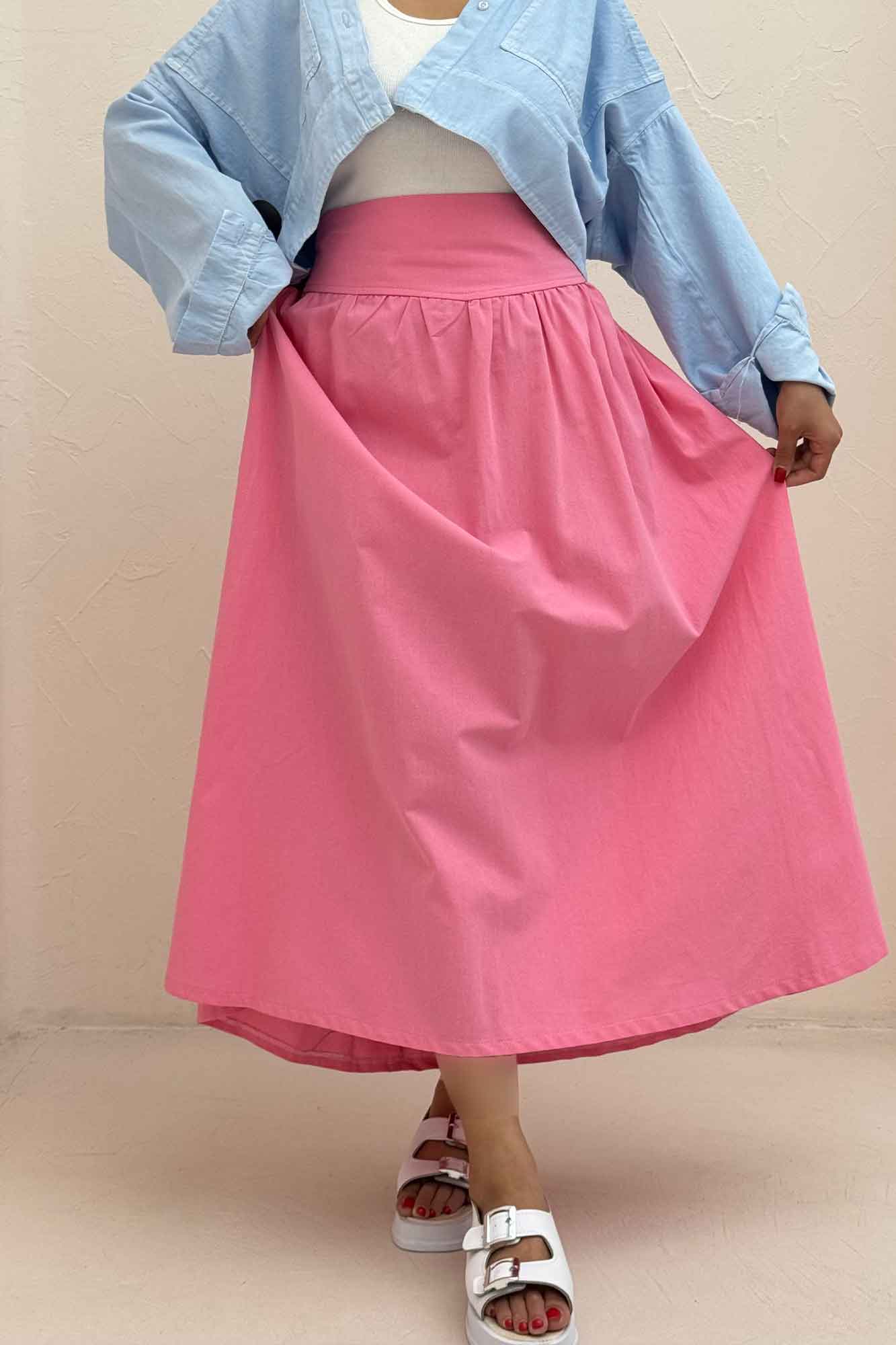 دامن بلند لینن کمر پهن 