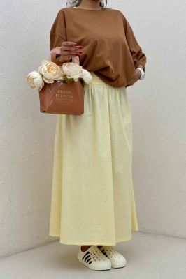 دامن بلند لینن کمر پهن 