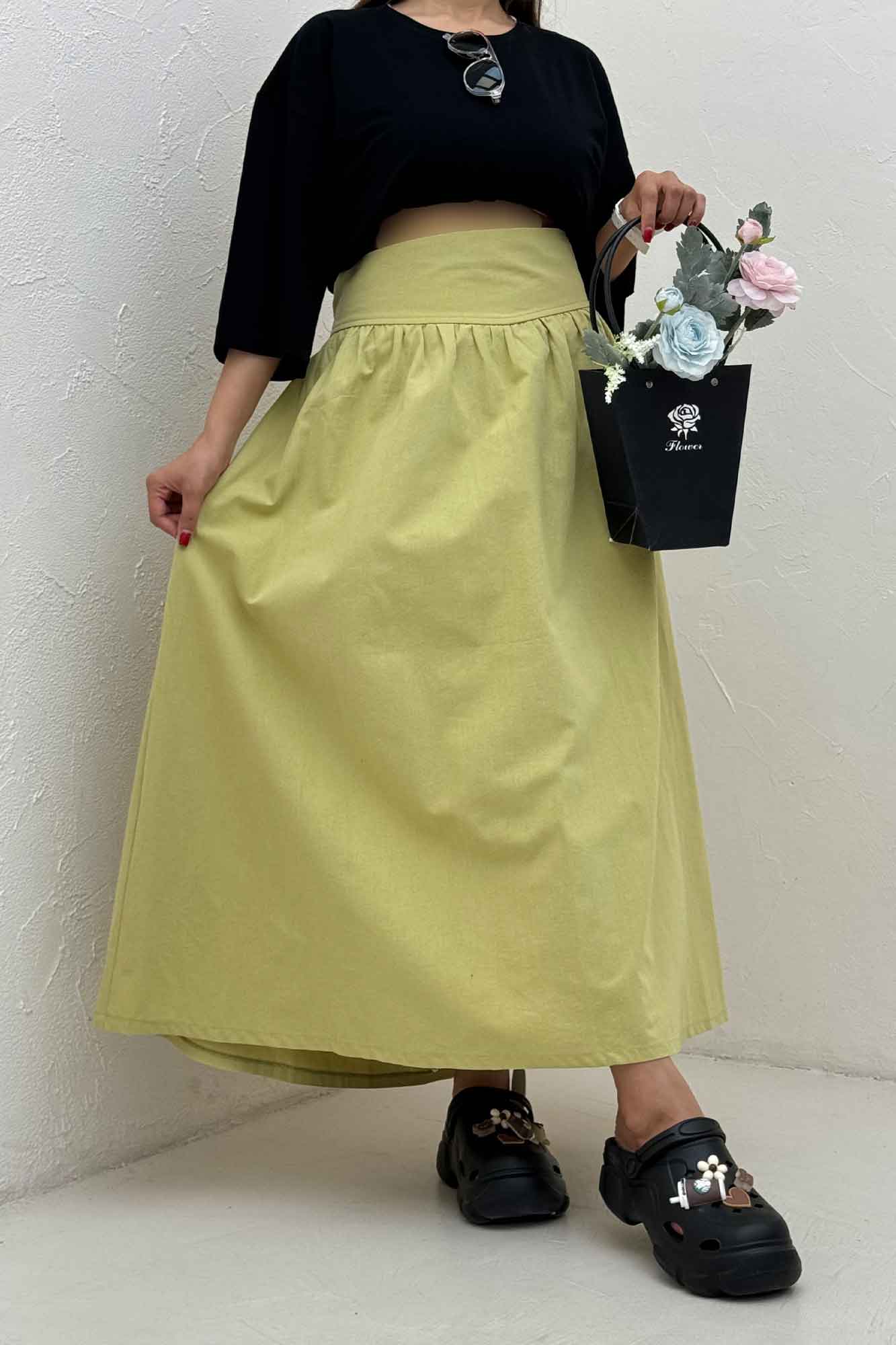 دامن بلند لینن کمر پهن 