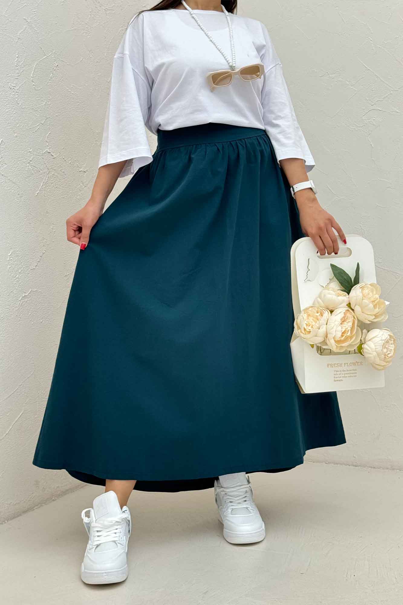 دامن بلند لینن کمر پهن 