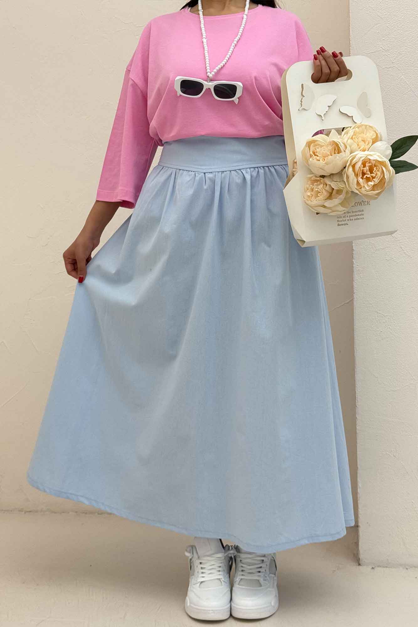 دامن بلند لینن کمر پهن 