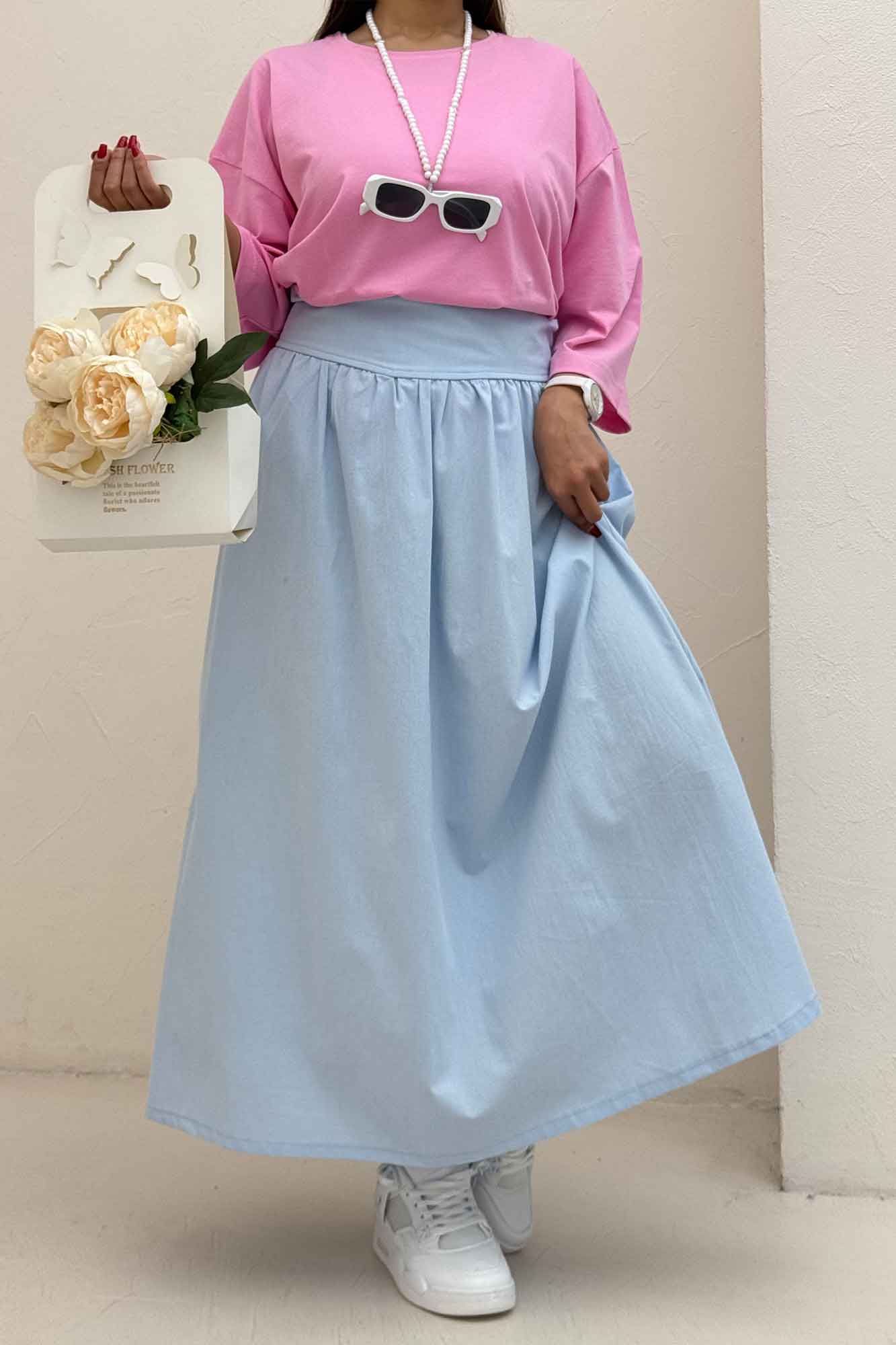 دامن بلند لینن کمر پهن 