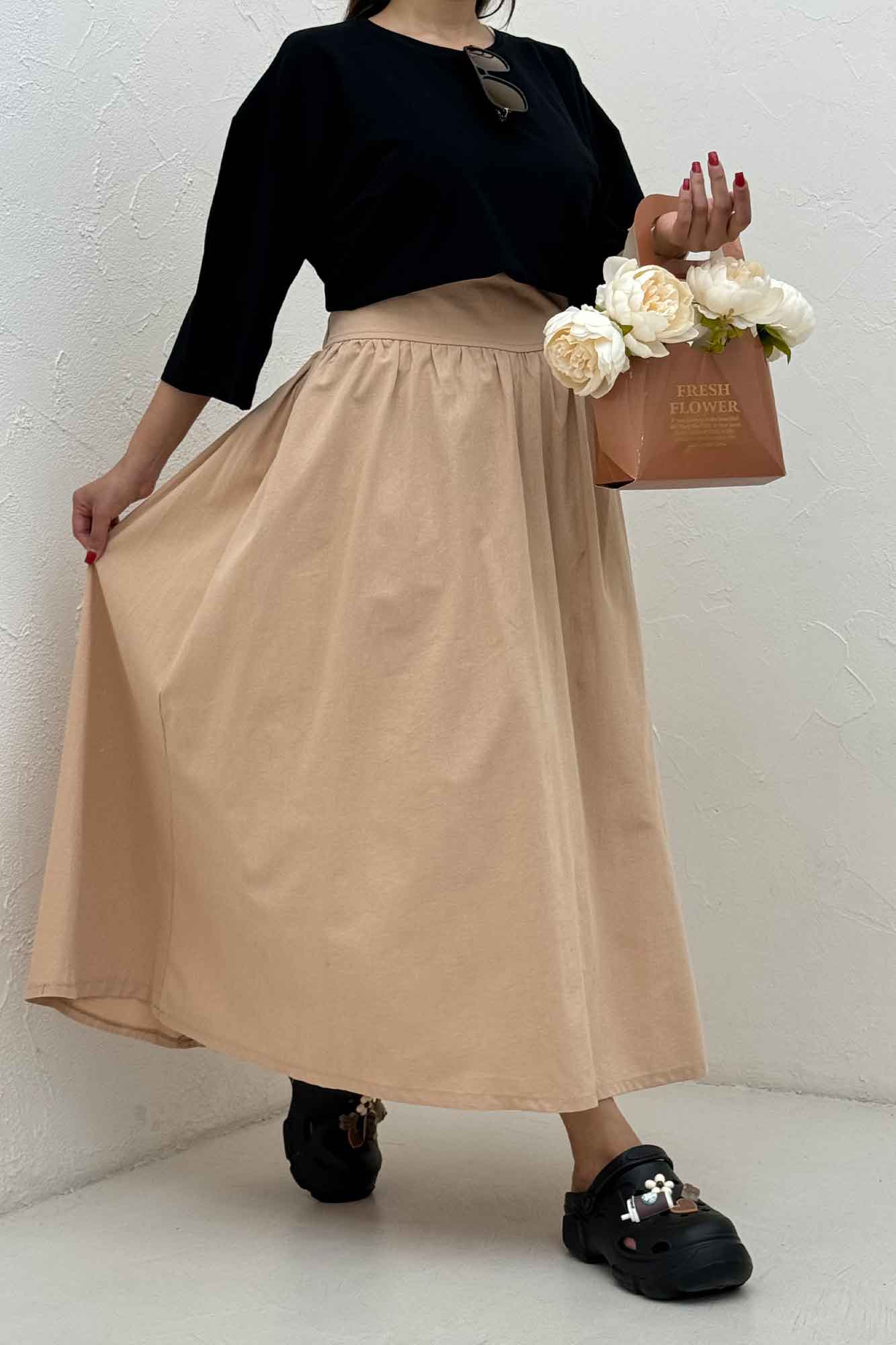 دامن بلند لینن کمر پهن 