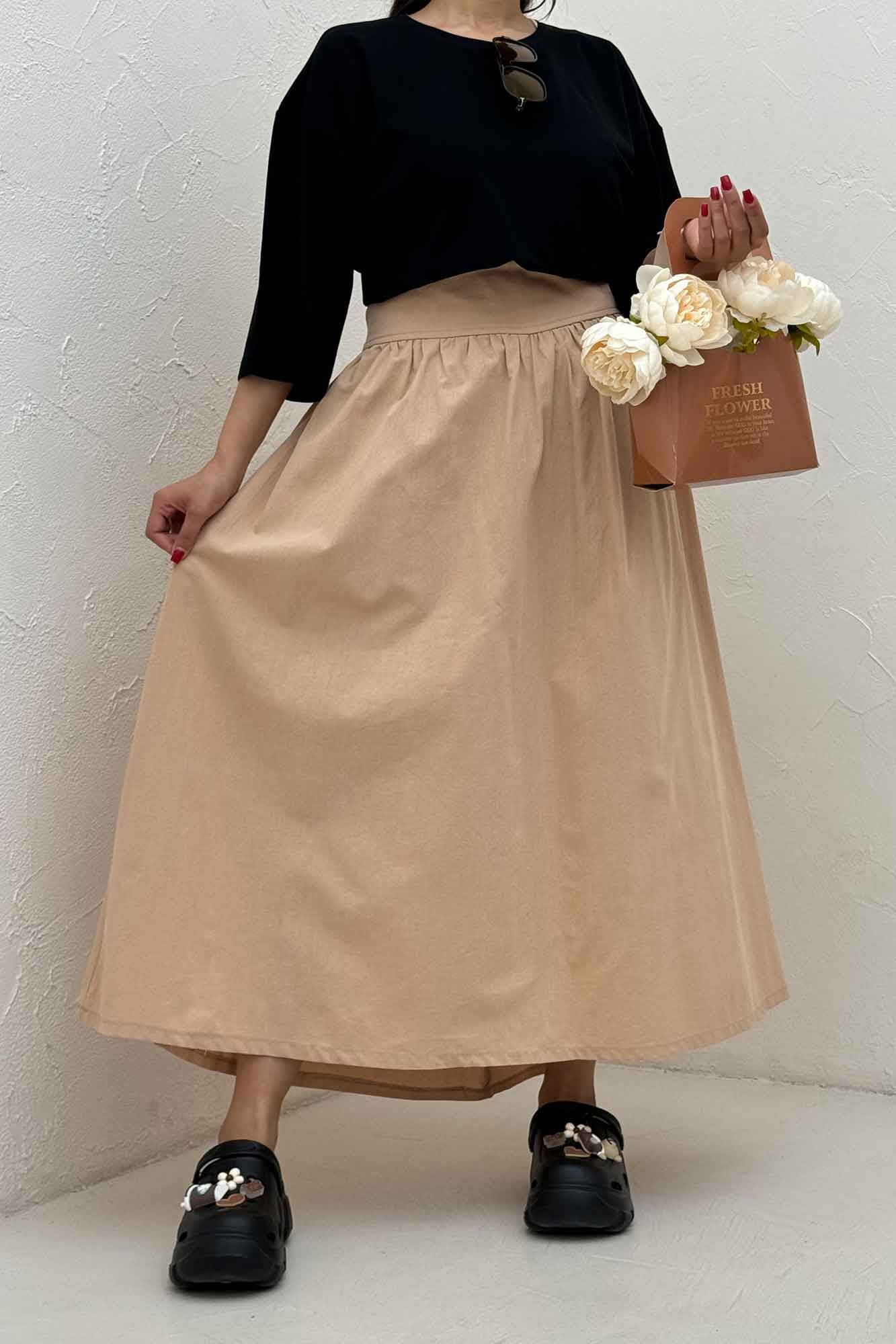 دامن بلند لینن کمر پهن 