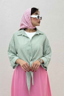 شومیز گره ای لینن زارا راه راه