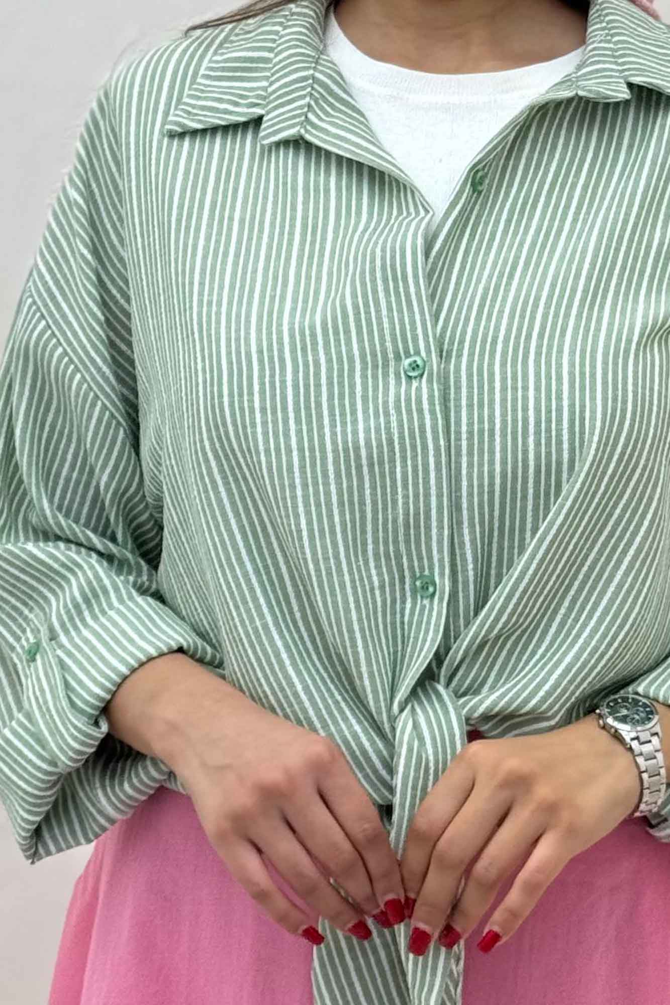 شومیز گره ای لینن زارا راه راه