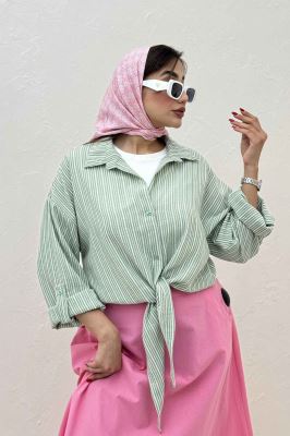 شومیز گره ای لینن زارا راه راه