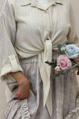 شومیز گره ای لینن زارا راه راه