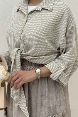 شومیز گره ای لینن زارا راه راه