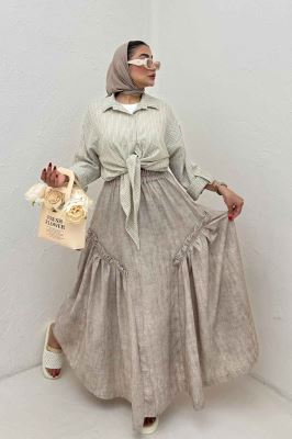 شومیز گره ای لینن زارا راه راه