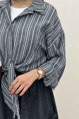 شومیز گره ای لینن زارا راه راه