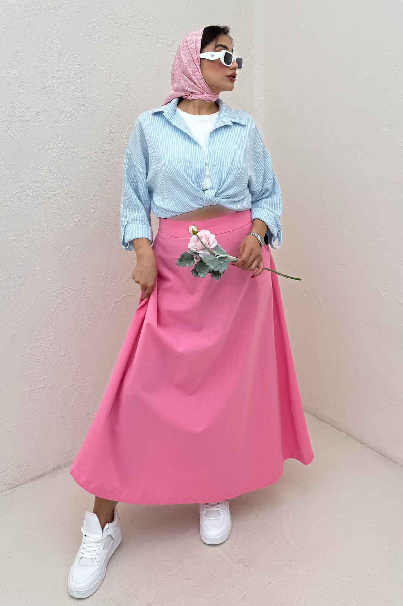 شومیز گره ای لینن زارا راه راه