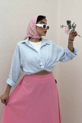 شومیز گره ای لینن زارا راه راه