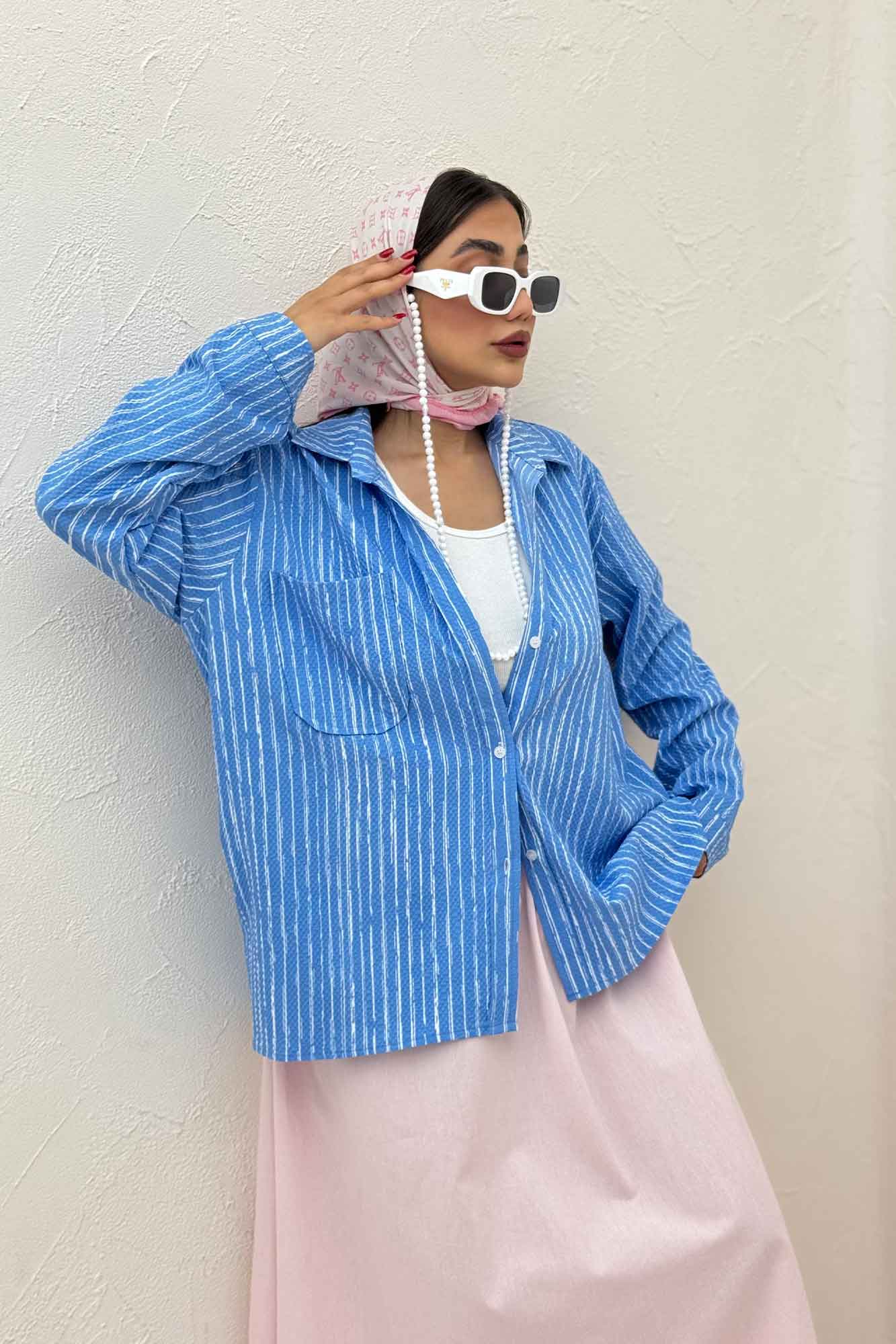 شومیز مانتویی راه راه زارا تک جیب R