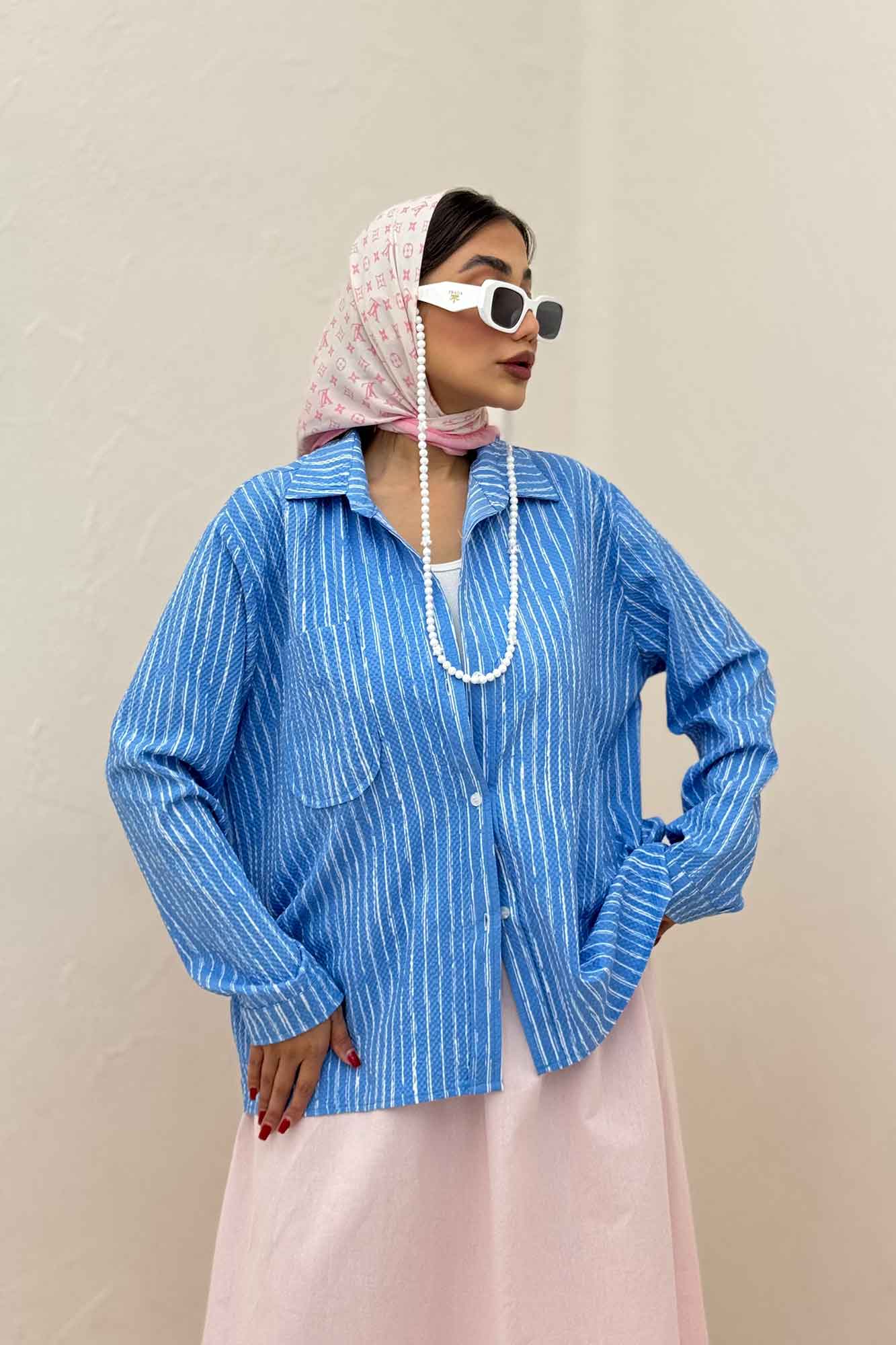 شومیز مانتویی راه راه زارا تک جیب R