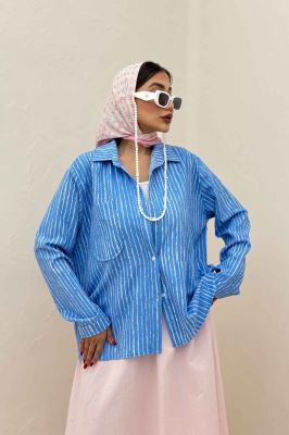 شومیز مانتویی راه راه زارا تک جیب R