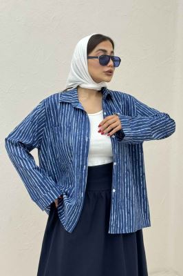 شومیز مانتویی راه راه زارا تک جیب R