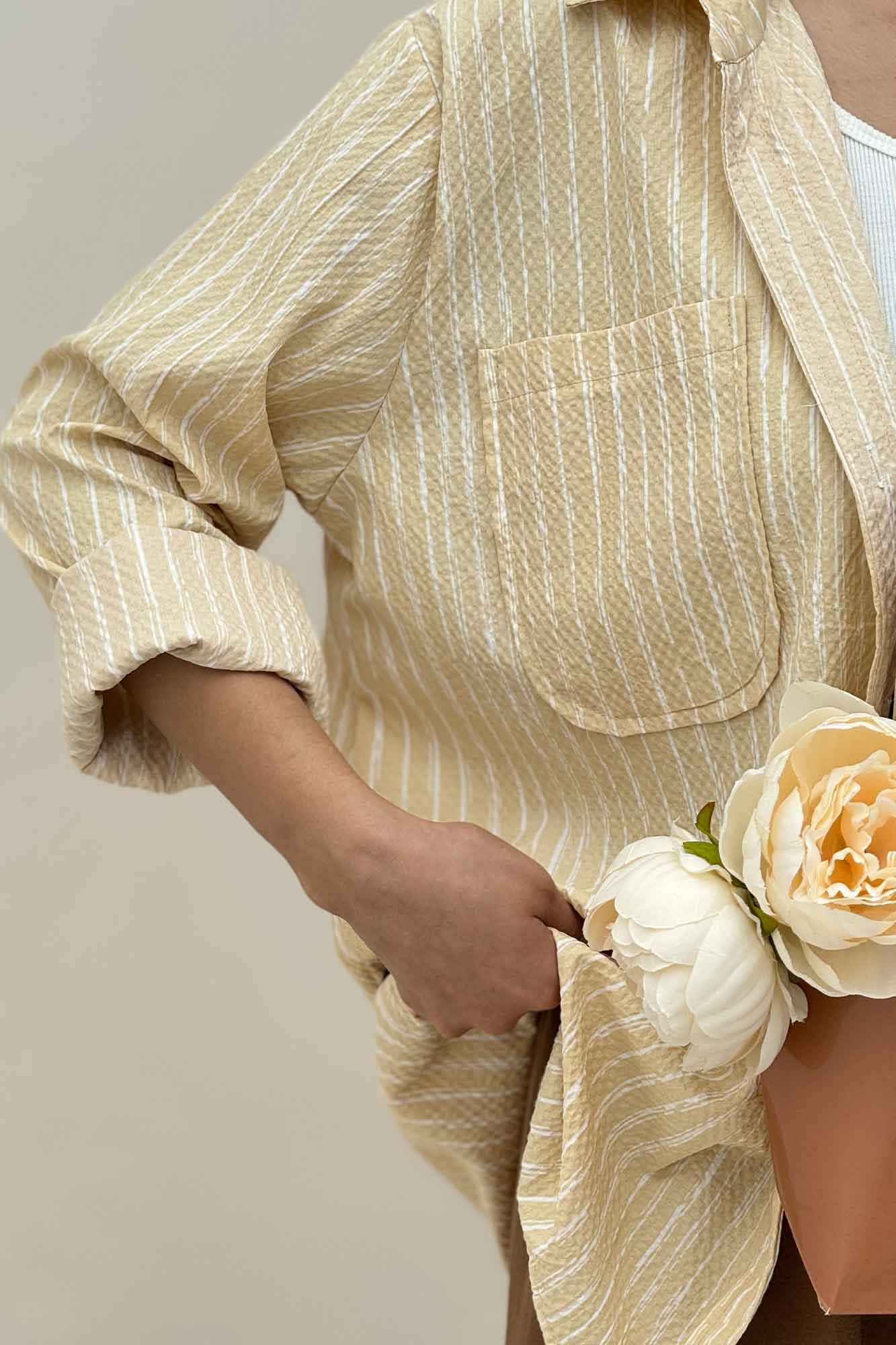 شومیز مانتویی راه راه زارا تک جیب R