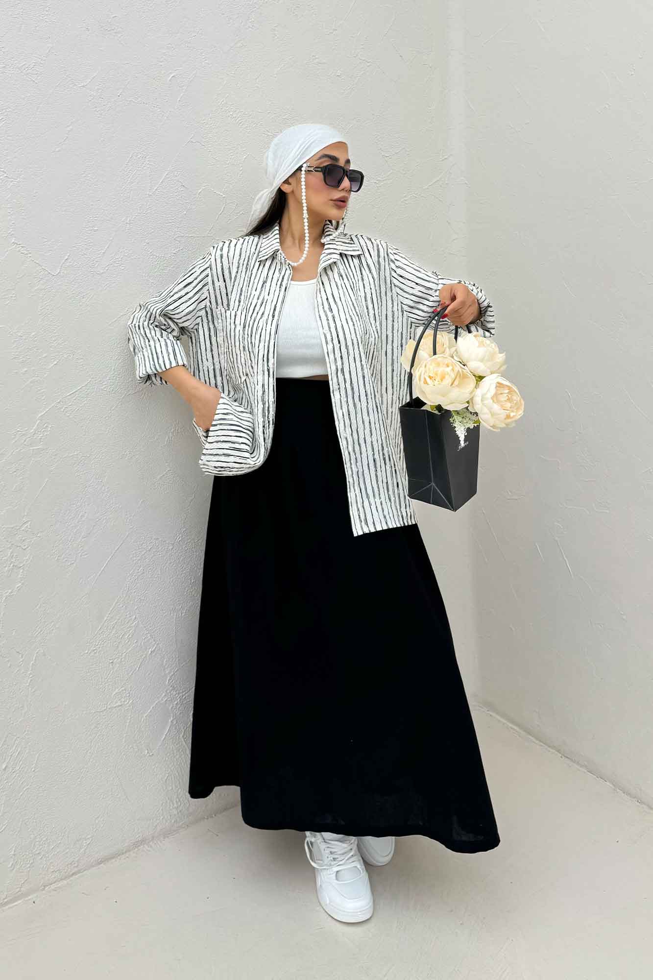 شومیز مانتویی راه راه زارا تک جیب R