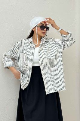 شومیز مانتویی راه راه زارا تک جیب R