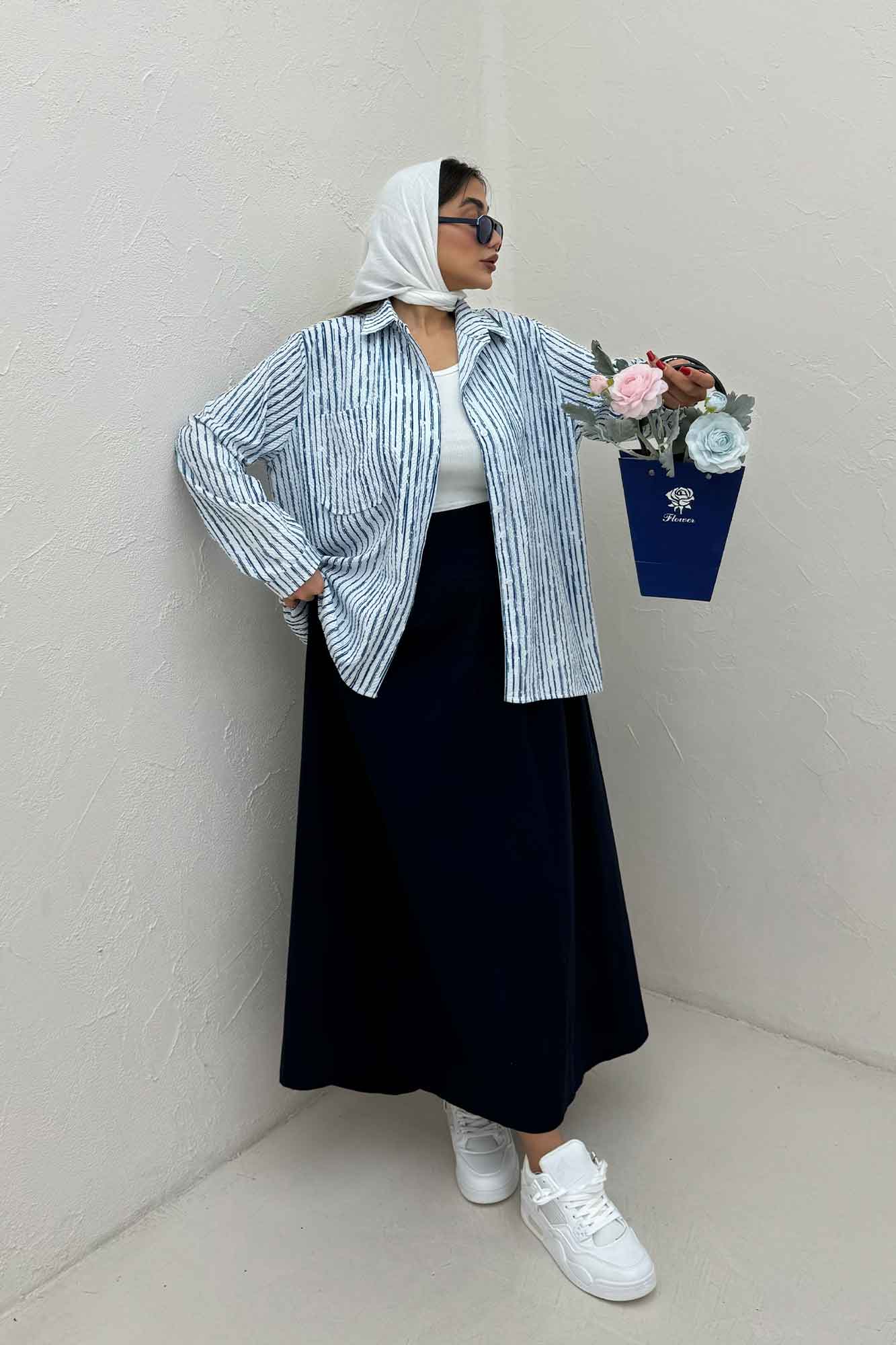 شومیز مانتویی راه راه زارا تک جیب R