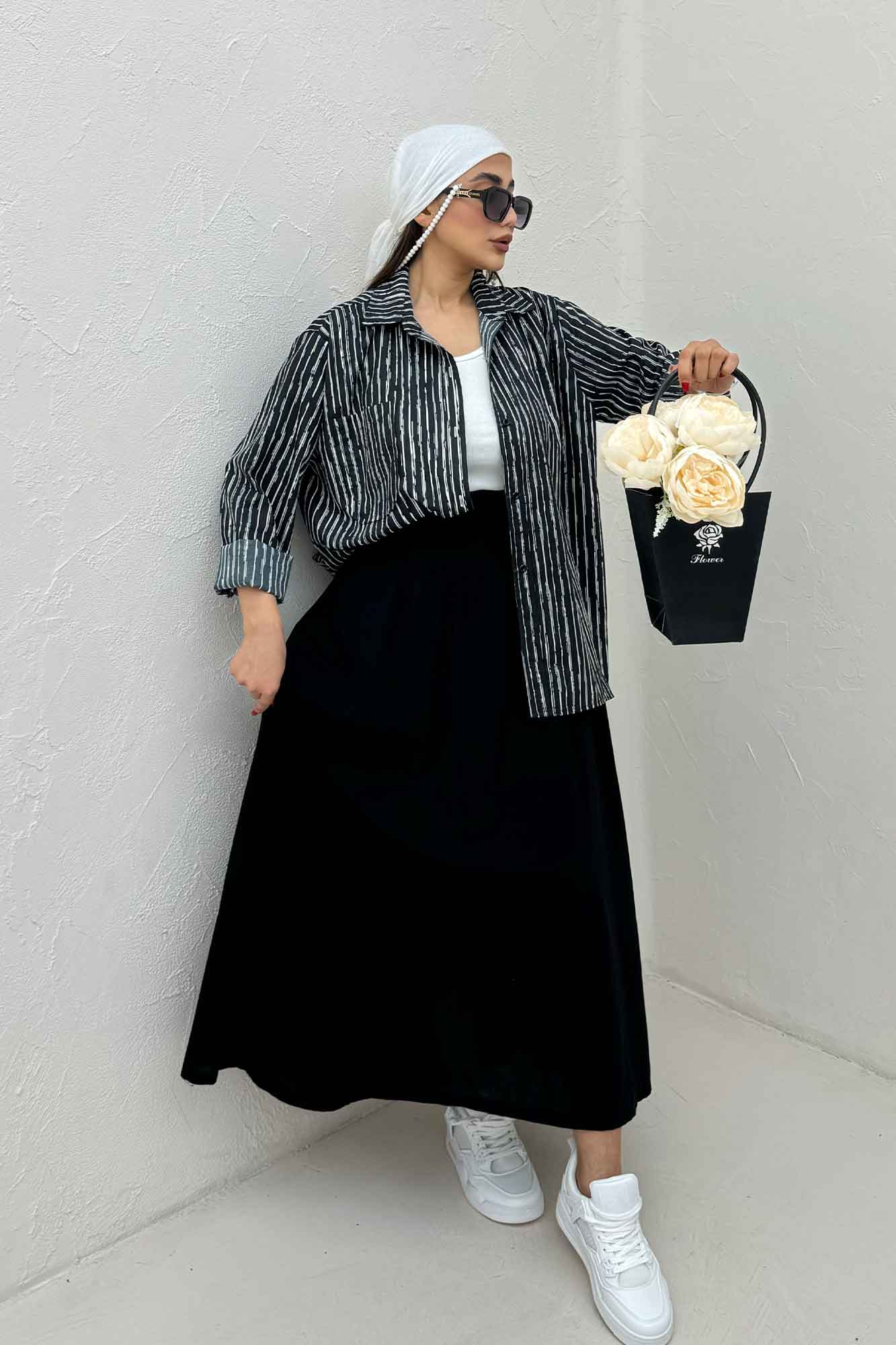 شومیز مانتویی راه راه زارا تک جیب R