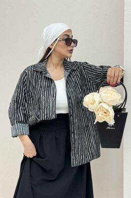 شومیز مانتویی راه راه زارا تک جیب R