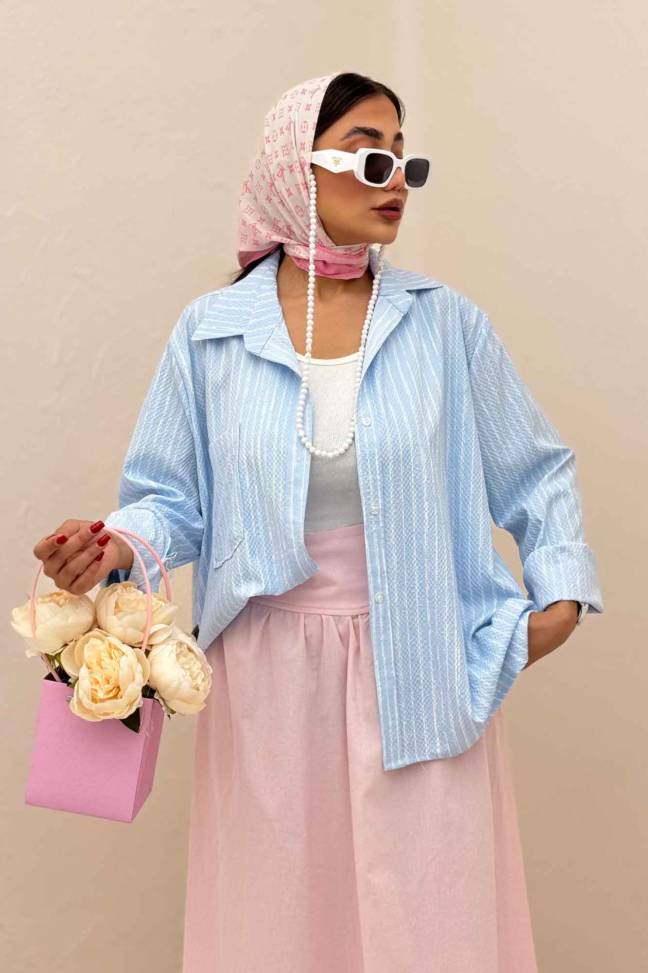 شومیز مانتویی راه راه زارا تک جیب R