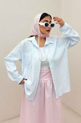 شومیز مانتویی راه راه زارا تک جیب R