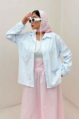 شومیز مانتویی راه راه زارا تک جیب R