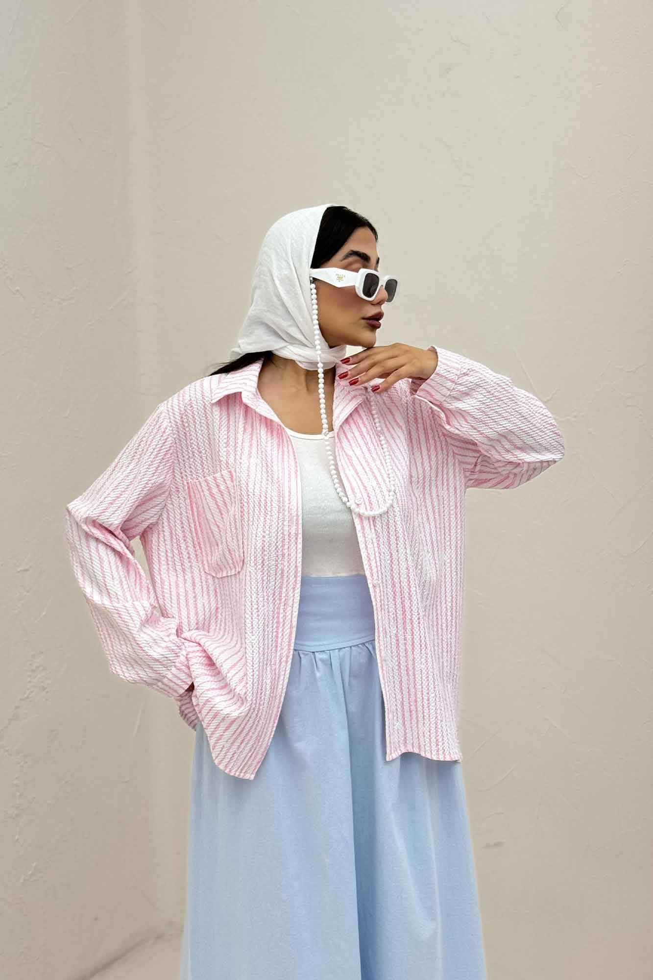 شومیز مانتویی راه راه زارا تک جیب R