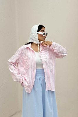 شومیز مانتویی راه راه زارا تک جیب R