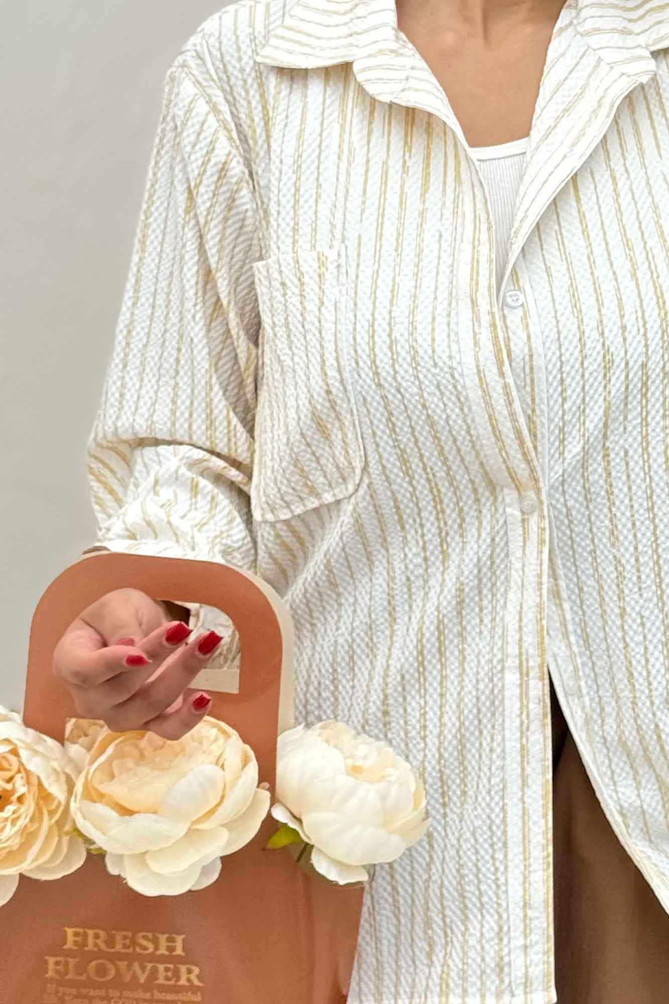 شومیز مانتویی راه راه زارا تک جیب R