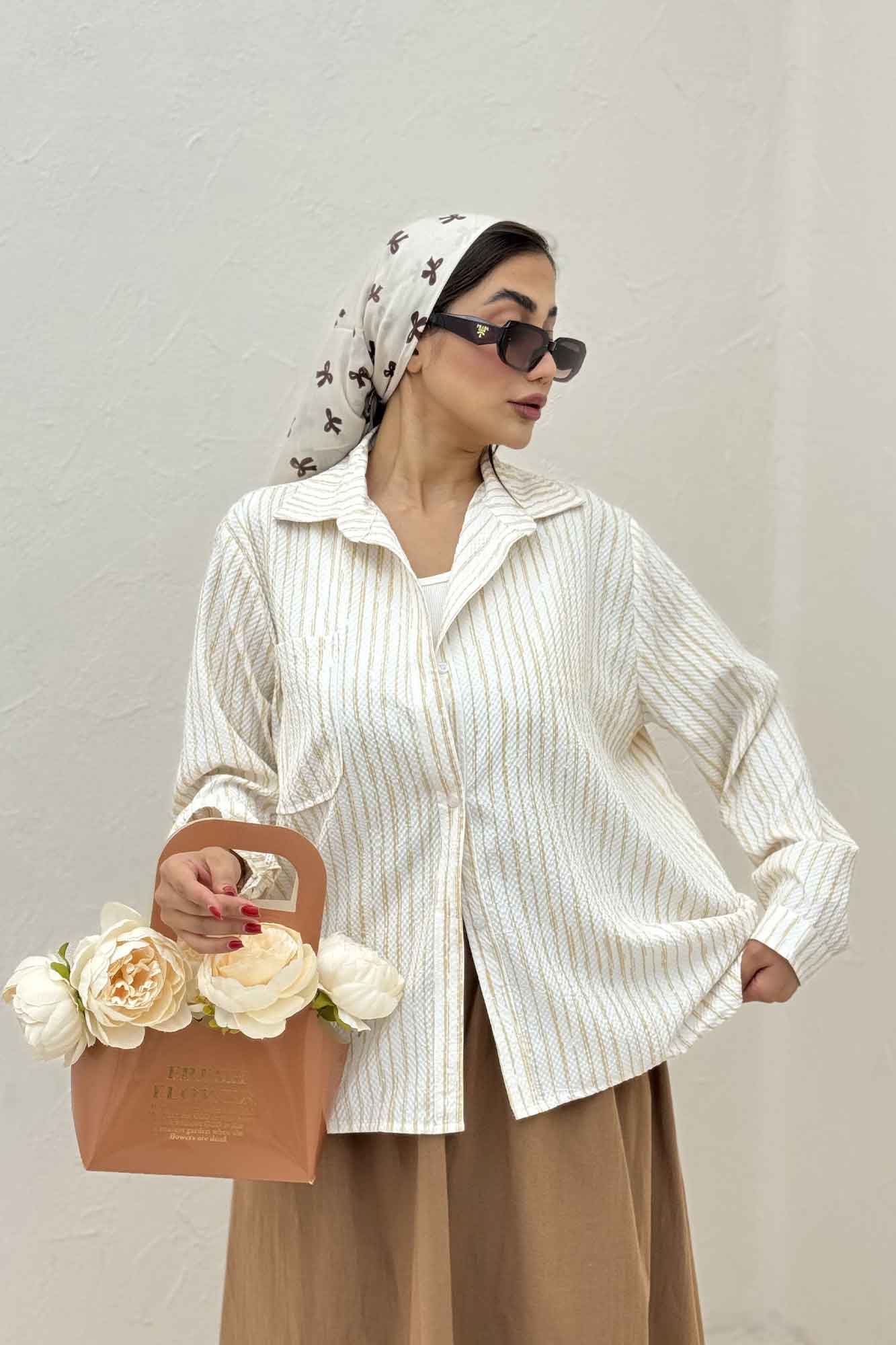 شومیز مانتویی راه راه زارا تک جیب R