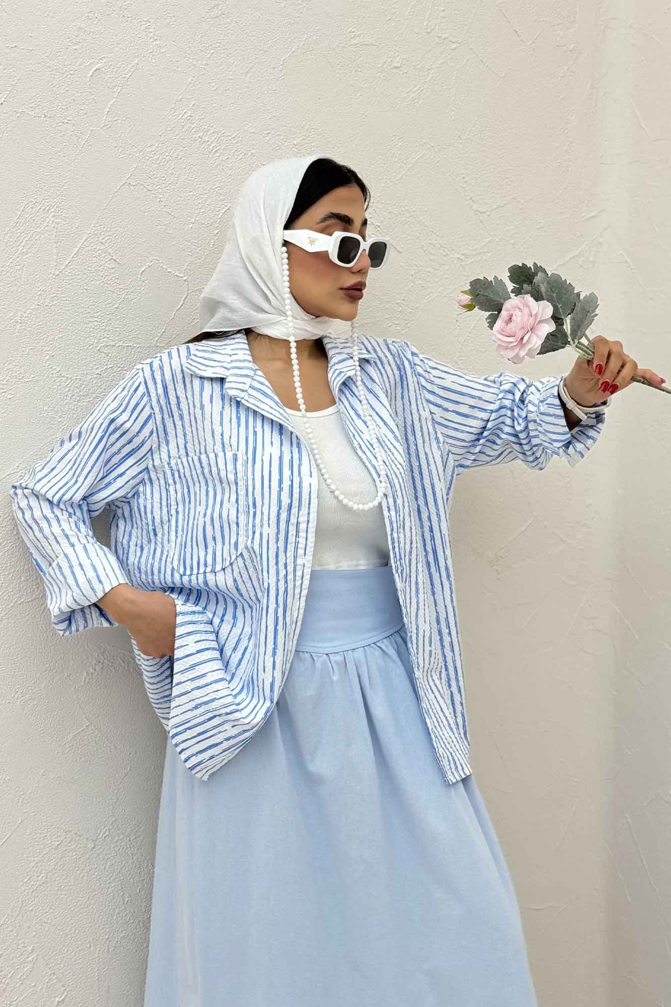 شومیز مانتویی راه راه زارا تک جیب R