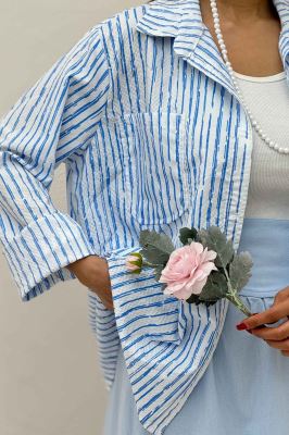 شومیز مانتویی راه راه زارا تک جیب R