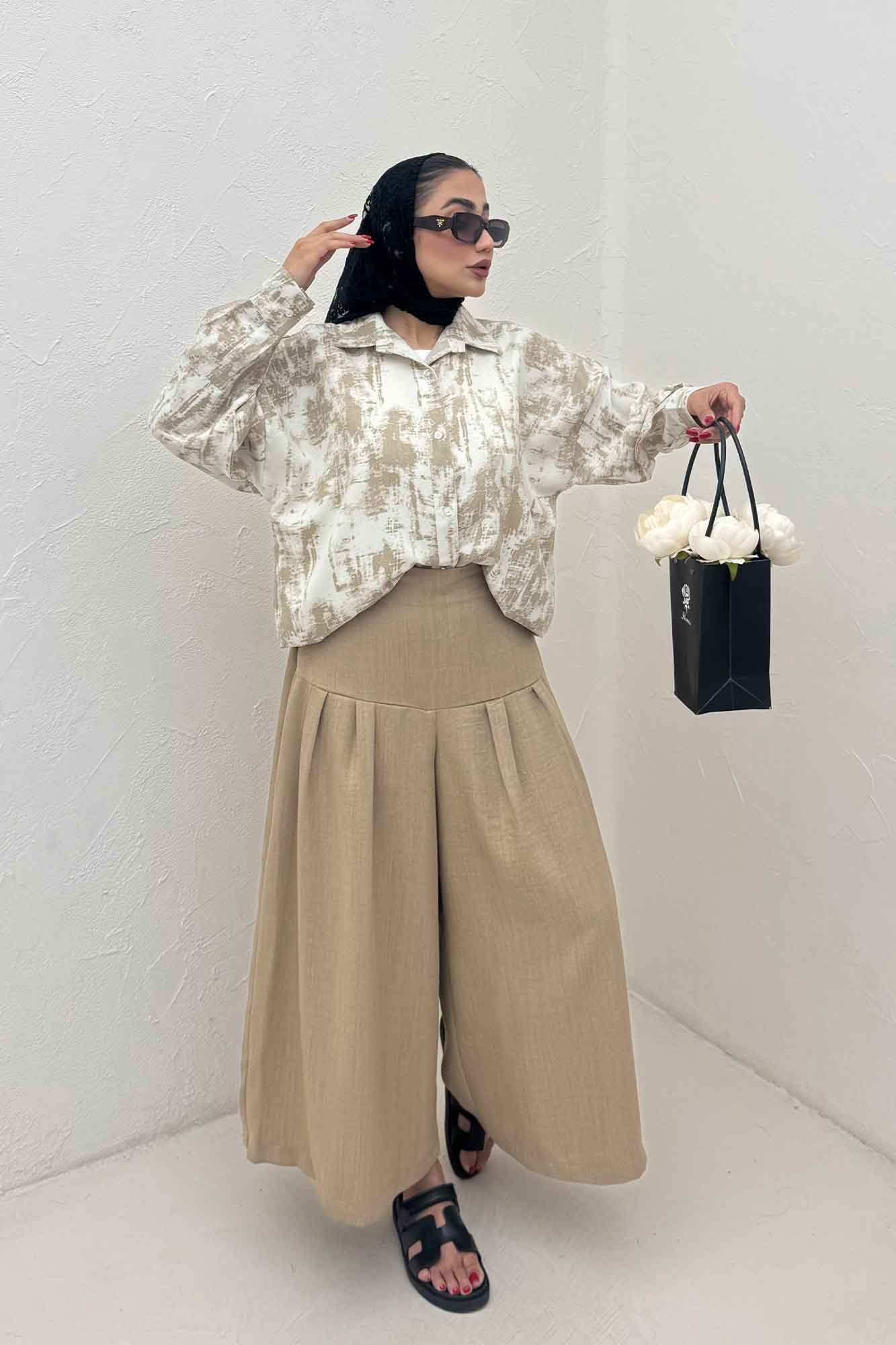 مانتو پرینتی پایین گت دار کد 3