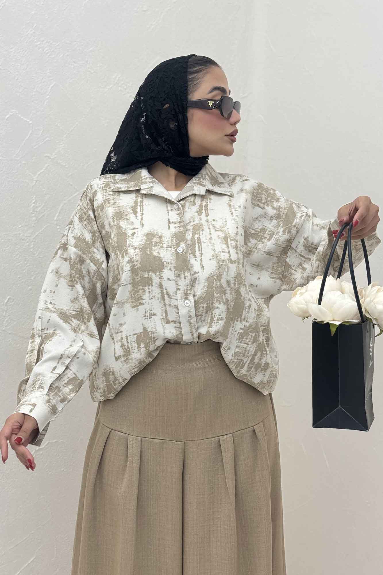 مانتو پرینتی پایین گت دار کد 3