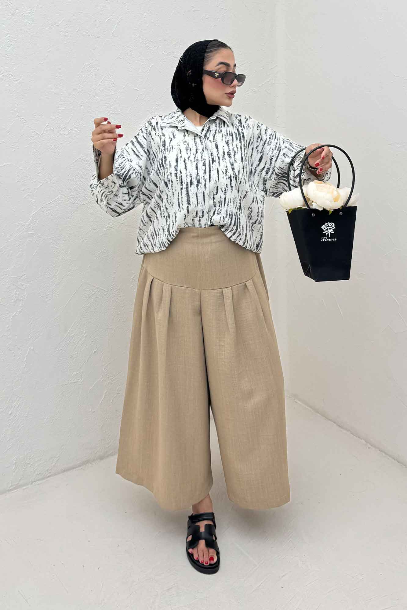 مانتو پرینتی پایین گت دار کد 5