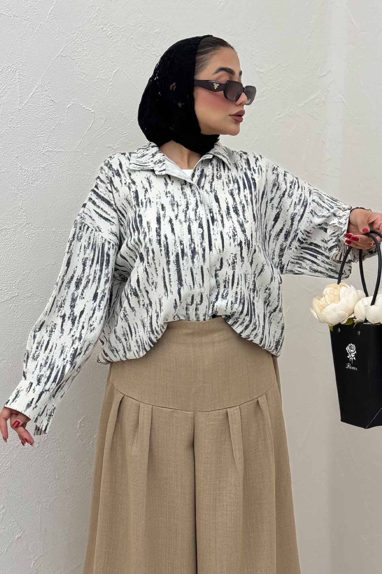 مانتو پرینتی پایین گت دار کد 5