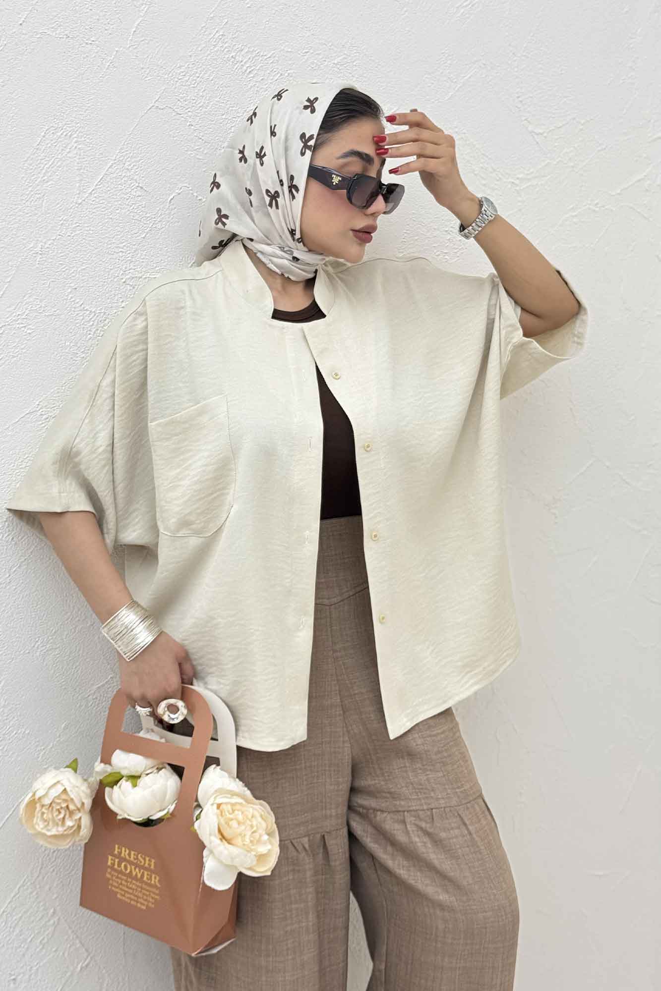 شومیز یقه سه سانت شانتون کجراه