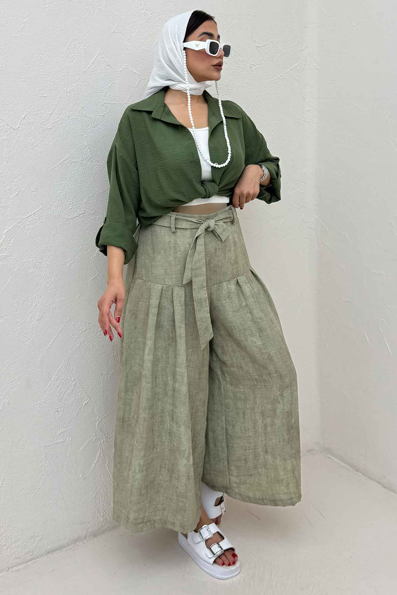 شومیز گره ای لینن SND پاگن دار