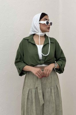 شومیز گره ای لینن SND پاگن دار