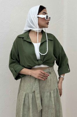 شومیز گره ای لینن SND پاگن دار