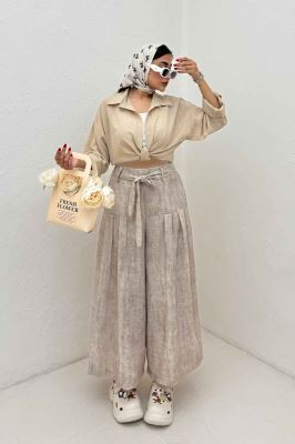 شومیز گره ای لینن SND پاگن دار