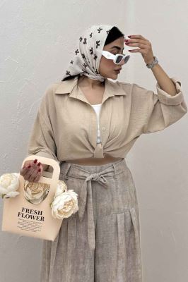 شومیز گره ای لینن SND پاگن دار