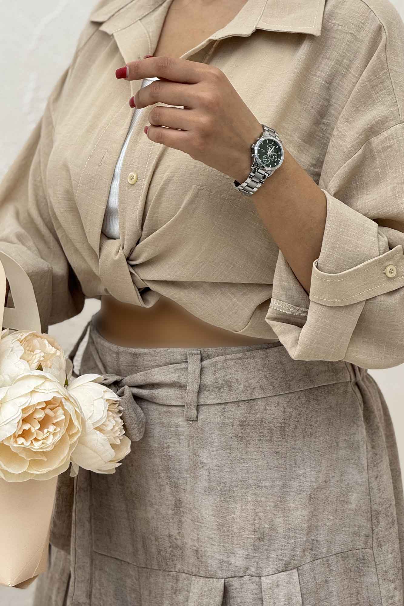 شومیز گره ای لینن SND پاگن دار