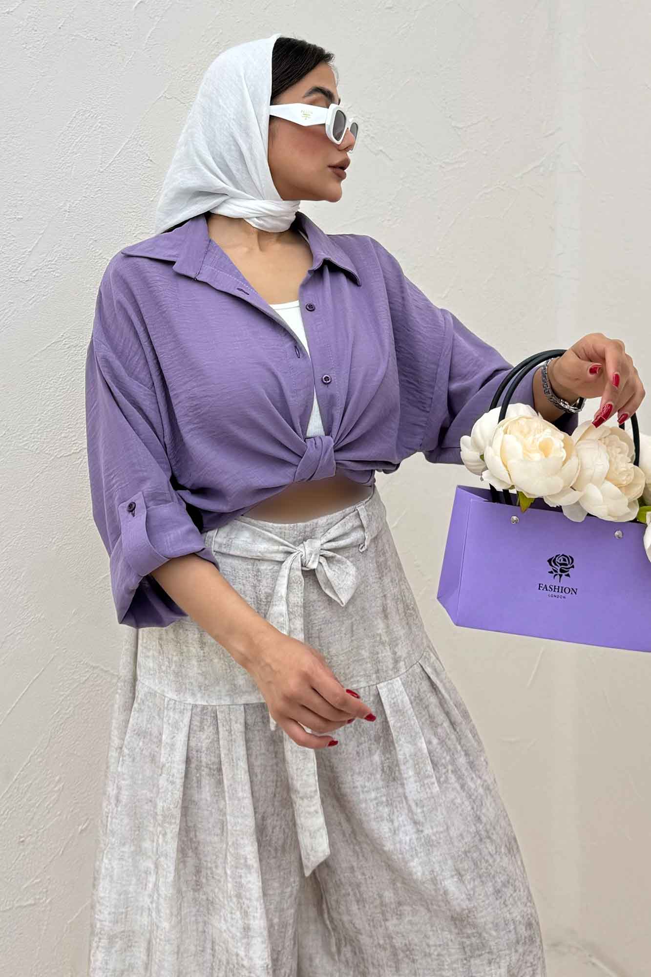 شومیز گره ای لینن SND پاگن دار