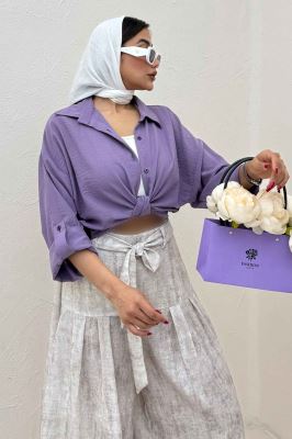 شومیز گره ای لینن SND پاگن دار