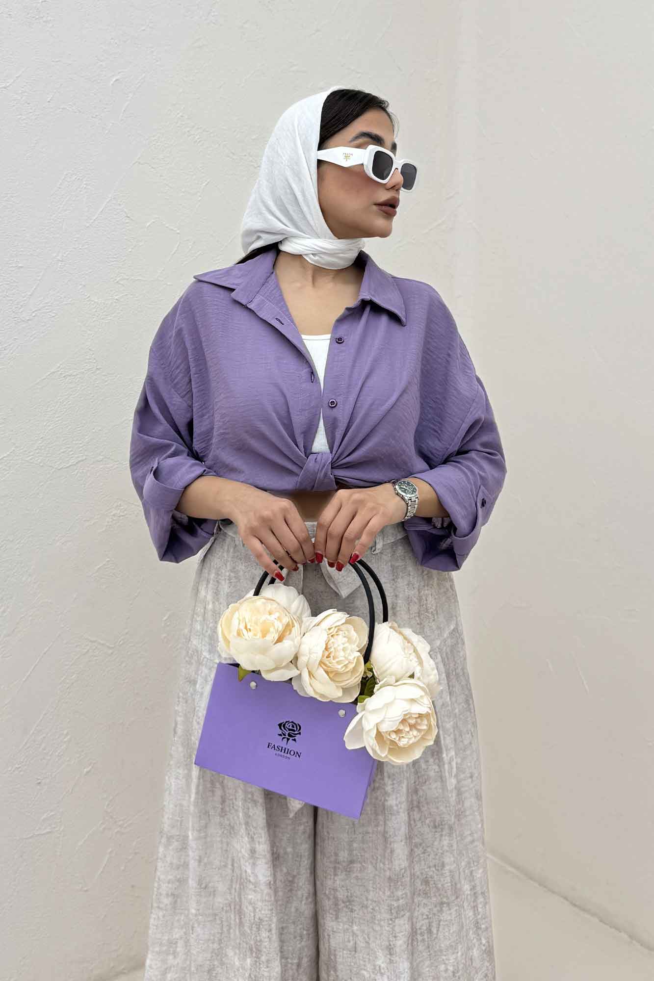 شومیز گره ای لینن SND پاگن دار